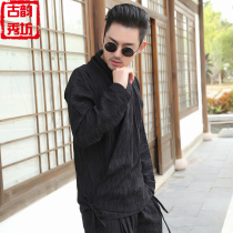 Chinese style mens shirt mens retro leisure clothes tea clothes Tang suit mens youth improved Hanfu men