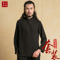 Gu Yunxiu Fang ethnic style linen Chinese style men's Chinese Tang style men's cotton linen tea clothes youth clothes