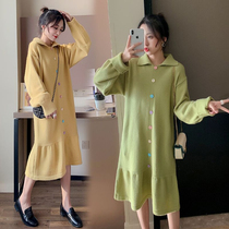 Pregnant women autumn and winter dresses early and autumn clothes 2019 new spring long knitted base shirt winter sweater Net Red