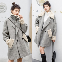 Pregnant women winter coat woolen women Autumn 2019 new winter thick plus velvet medium long lamb cotton wool coat