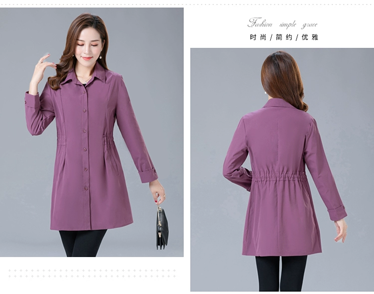 Mẹ áo gió xuân thu 2021 new 40 tuổi 50 áo khoác nữ trung niên áo khoác cardigan mỏng dáng dài trung niên - Trench Coat