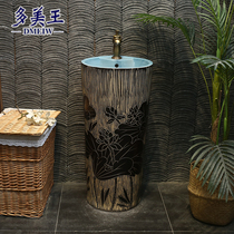 Domeiwang Chinese Ceramic column washbasin integrated column basin floor type wash basin vertical wash basin