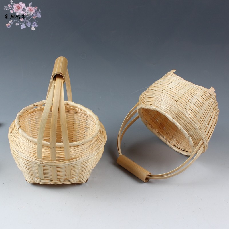 竹制品 竹编工艺品 家用手工迷你小竹篮 竹篓手提篮收纳小竹篮