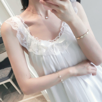 Sleepwear woman Summer thin style Sexy Pure Cotton Harness Sleeping Dress dress Korean version Student with chest cushion lace Home Residence Dress
