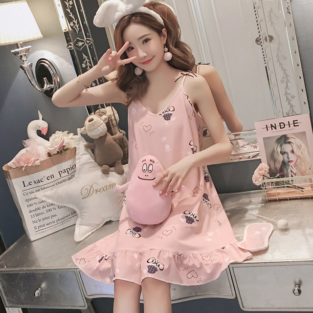 Nightgown ສໍາລັບແມ່ຍິງ summer sexy ແລະງາມ princess modal suspender pajamas ພາສາເກົາຫຼີນັກສຶກສາສົດນ້ໍາກ້ອນເຄື່ອງນຸ່ງຫົ່ມບ້ານ