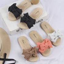 New summer stone-line cloth butterfly knots anti-slip beach shoe cold tug room outside for a pair of sandals