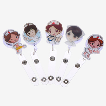 Direct Marketing Korea Cartoon Easy Pull Buckle Work Nurse Certificate Chest Card Clip Certificate Telescopic Chest Card