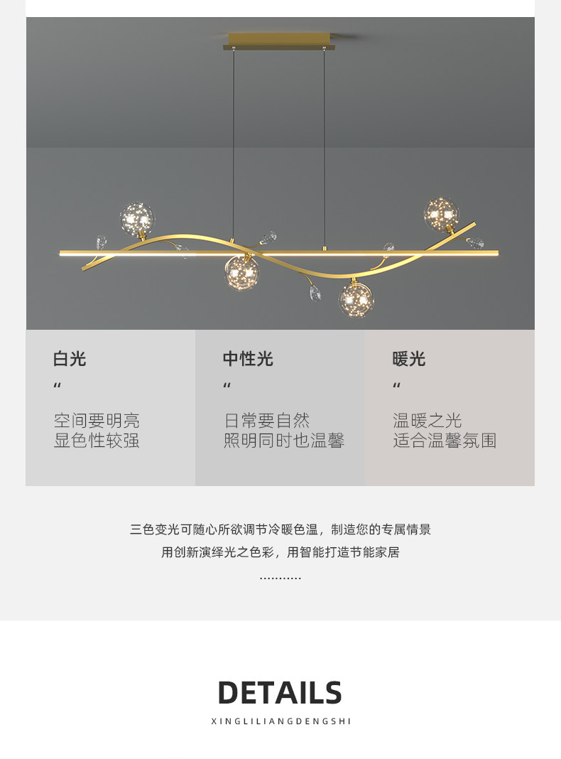 Ресторан люстра 轻奢餐厅吊灯个性创意长条餐桌饭厅灯艺术时尚网红满天星led灯具