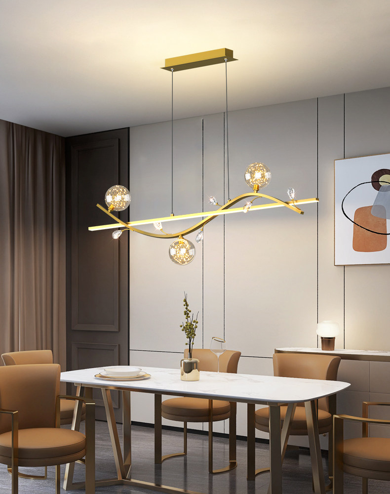 Ресторан люстра 轻奢餐厅吊灯个性创意长条餐桌饭厅灯艺术时尚网红满天星led灯具