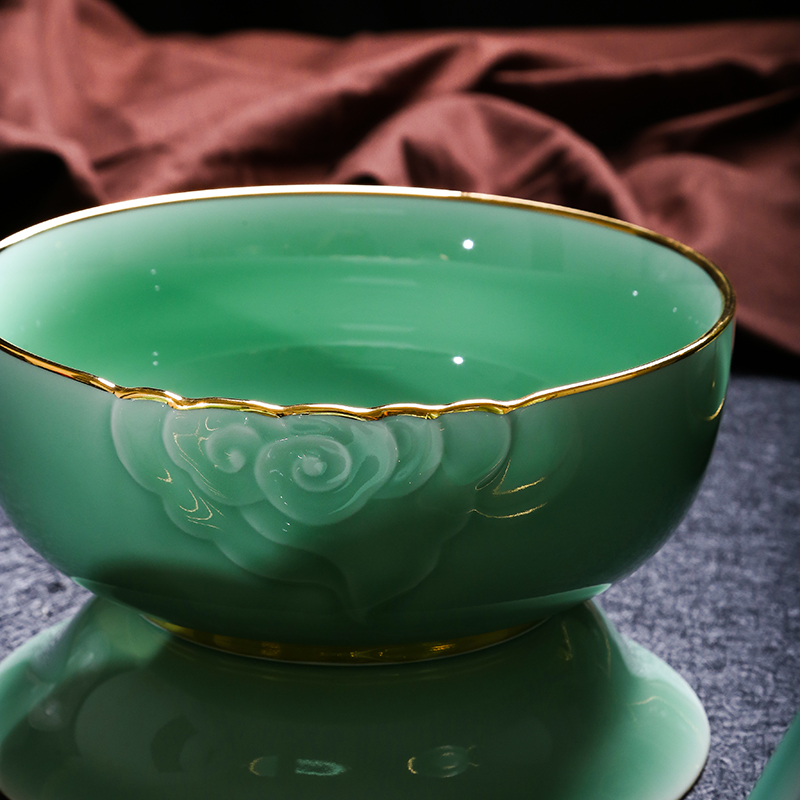 Red xin longquan celadon dishes carved up phnom penh high - end web celebrity hand - made use of jingdezhen ceramics tableware suit