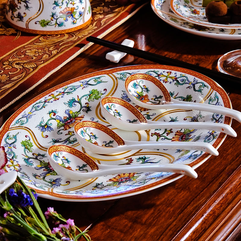 Red xin 56 head jingdezhen enamel pastel dishes European royal style tableware suit ceramics tableware