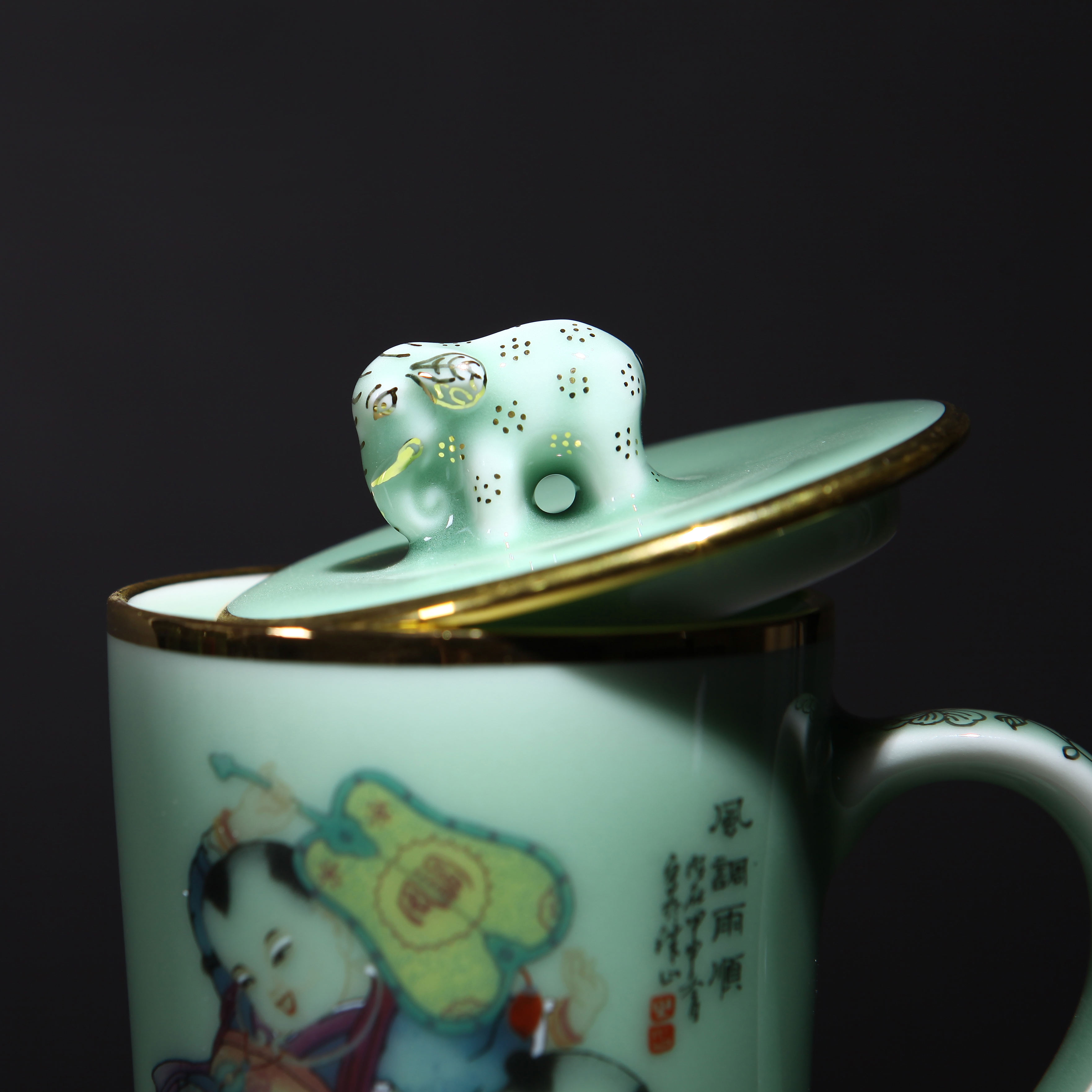 Red xin office tea jingdezhen ceramic tea set household with cover cup celadon single CPU