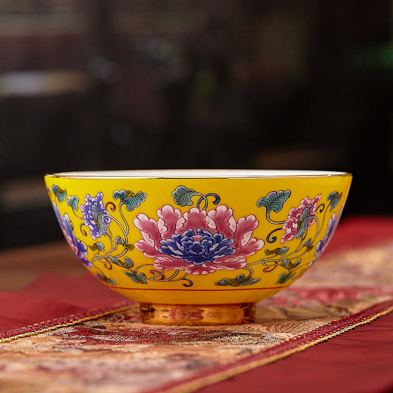 Red xin jingdezhen ancient palace colored enamel porcelain tableware suit 36 ipads ceramic bowl of Kings