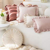 Velvet lotus leaf lace with pillow living-room sofa cushions Nordic minimalist décor with pillow girls ins and wind holding pillows