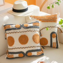 Bohemian Indian wind tuft suede pillow ins minimalist Nordic-like inter-plate cushions leaning against the pillows of pillows