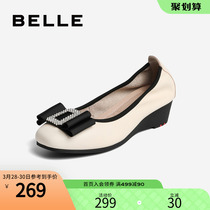 Thyme Mouth Grandma Shoes Woman Autumn Mall New Butterfly Knot Slope Heel Womens Leather Single Shoes V6V1DCQ0