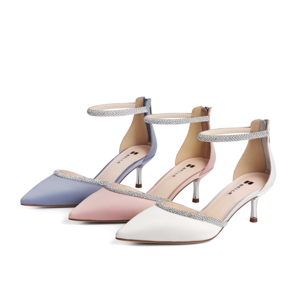 百丽沙丁凉鞋布凉鞋高跟星辰风细仙女通勤