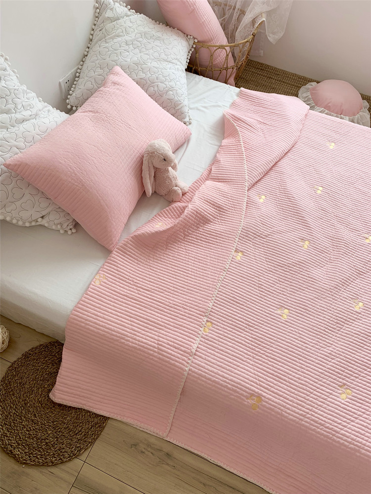 韩国床盖单件 纯棉绗缝夏被 加厚夹棉床单 公主风床盖三件套