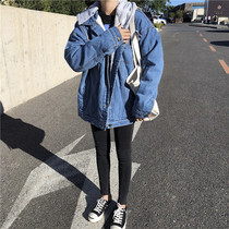 Winter 2022 new Korean version thickened with velvety warm denim cotton clothing schoolgirl bf loose even cap cotton coat jacket