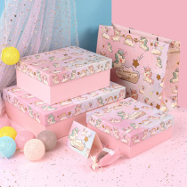 Childrens Festival Gift Box Empty Box Unicorn Packaging Box Small Seminal Birthday Gift Companion Gift Box Teenage Girl Hearts Mesh Red