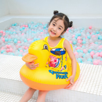 Childrens swimming ring sitting circle cute little yellow duck hand seat ring thickened to prevent rollover of the childs armpit circle