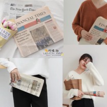 English foreign language newspaper gray Pink black white photo props decoration retro ins style food Net red explosion