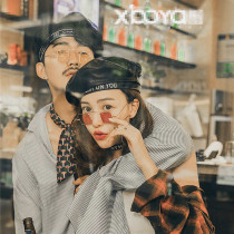 Wedding brigade photography props beret photo studio New location photo street photography fashion embroidery letter leather hat