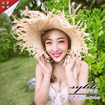 Han Style Raffi Straw Hat Beach Hat Sun Hat Movie wedding Wedding Photography Interior View Shoot Themed Props