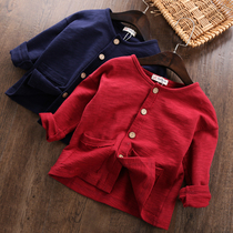 2021 Spring and Autumn new boys and girls coat sweater thin knitted cardigan pure cotton baby children outside the tide