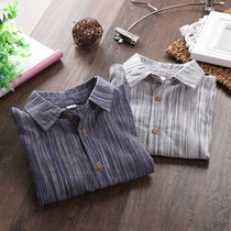 Childrens clothing boys long sleeve shirt 2021 autumn new children childrens stripes fashion shirt base shirt Korean version