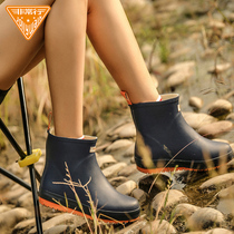 Rain Boots womens spring and summer mid-tube Korean version of the fashion to wear rubber shoes waterproof galoshes non-slip water shoes womens rain boots