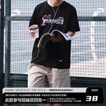 LUSHISI future warrior black and white sports t-shirt casual stretch basketball round neck loose short-sleeved couple Tee