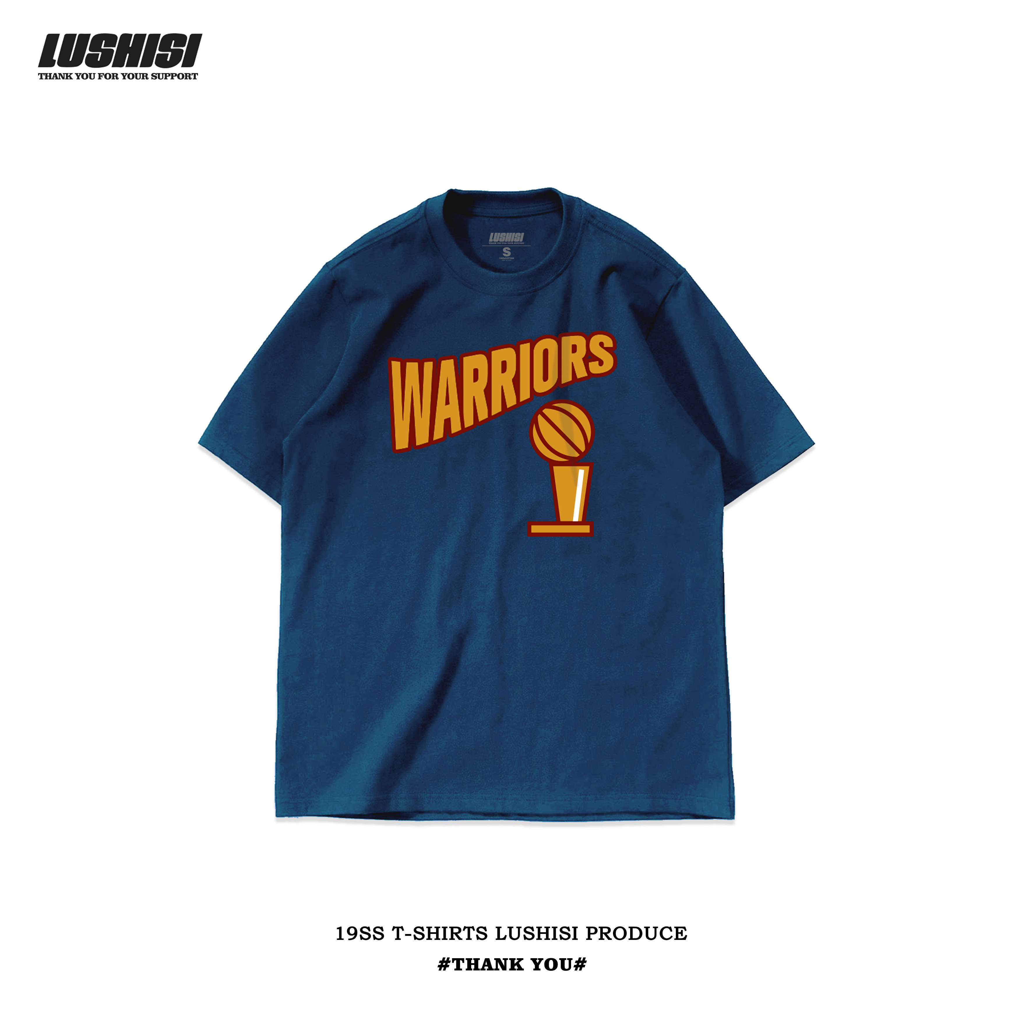 陆诗肆原创warriors金州勇士nba季后赛运动圆领短袖复古色男女款