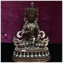 Edge Life Buddha Statue of the Buddha statue Buddha Nepal Buddhist handmade 10-inch pure bronze silver plated sculptures Bronze Silver Sculpture