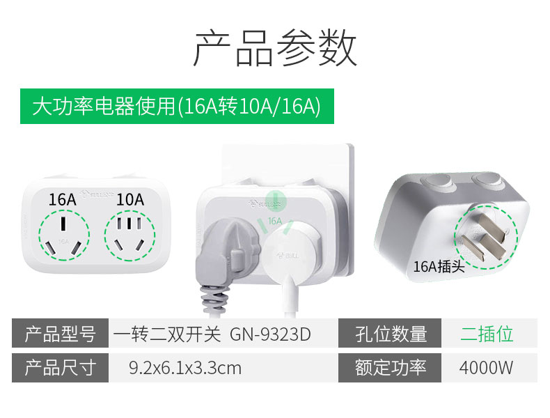 公牛插座转换器一转二三多用转换插头多孔面板无线插板不带线插排商品详情图