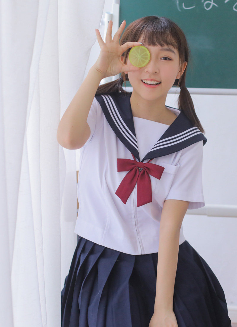 黛女子高校生正统jk制服日本高中女生白三本短袖水手服夏校服班服
