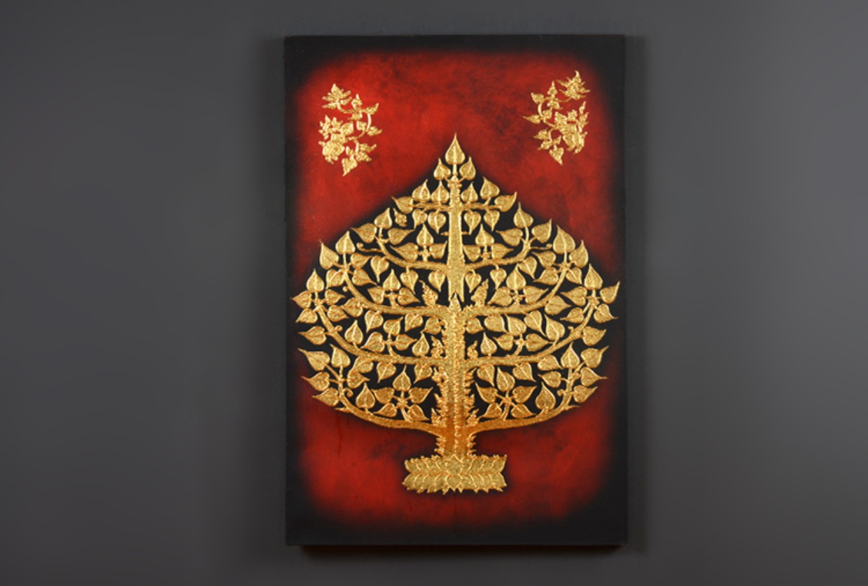 泰域 东南亚金箔发财树装饰画 泰国沙发背景墙挂画房间墙上装饰品