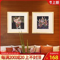 Thai-style living room Porch interior decoration painting Southeast Asian hand-painted characters framed painting background wall hanging painting