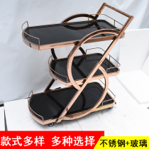 Eurostyle Stainless Steel Two Floors Wine Waterwheel Hotel Lobby Sweet Pastry Cake Deliver Dining Car Luxury mobile cart