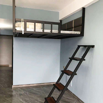 Provincial Space Pavilion bed elevated sheets upper floor bed table small apartment apartment bed iron frame bed duplex second floor bed