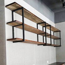 Wrought iron wall shelf hanger solid wood flat shelf flower rack hanging Wine Rack bar wall-mounted bookshelf