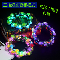 Luminous Gift Ground Showering Source Night Market Hot Selling Goods Source Flash Head Stirrup Spring New Luminous Toy Flower Ring Headwear