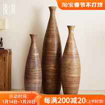 Thailand imported dried flowers and solid wood large vase ornaments landed in Southeast Asia hotel clubs opened large-scale decorations