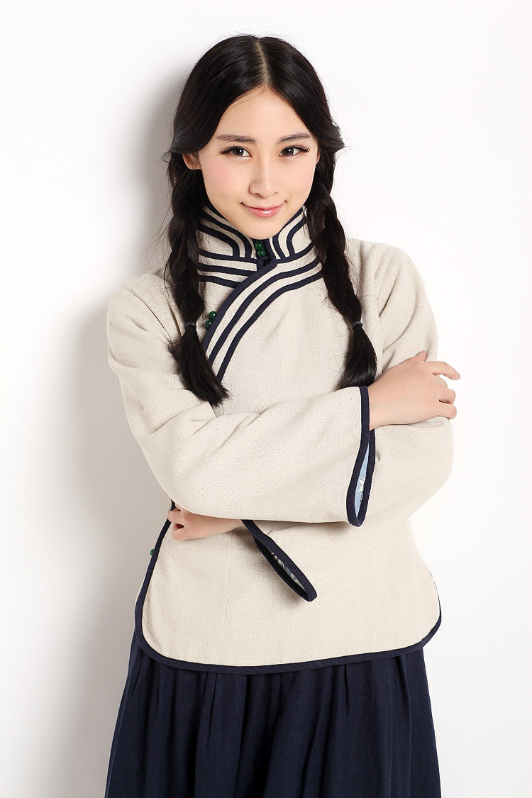 中式女装冬装外套汉服立领长袖棉麻上衣民国风盘扣棉服棉袄茶人服