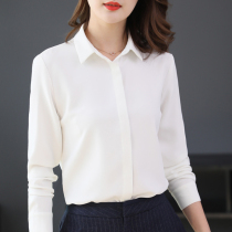 White Chiffon shirt womens long-sleeved 2021 spring high-end temperament professional white shirt foreign style fashion velvet top