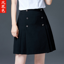 Black skirt women double-breasted 2021 summer new professional work dress skirt A- line dress middle skirt skinny black skirt