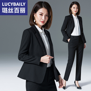 黑色正装女套装大学生职业装春秋季休闲时尚气质商务面试女士西装