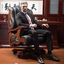 Boss Chair Genuine Leather Business Office Chair Back Computer Chair Home Comfortable Long Sitting Lifting Swivel Chair Desk Chair