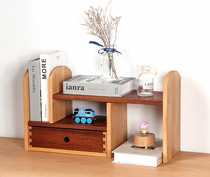 All solid wood simple desk storage rack Office desktop telescopic finishing rack Childrens storage small bookshelf