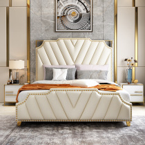 Eurostyle bed modern minimalist atmosphere light extravagant leather art bed American bedside 1 8 m double bed main sleeper wedding bed